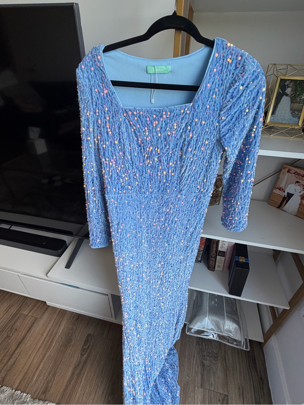 Source Unknown Periwinkle Sequin Maxi Dress